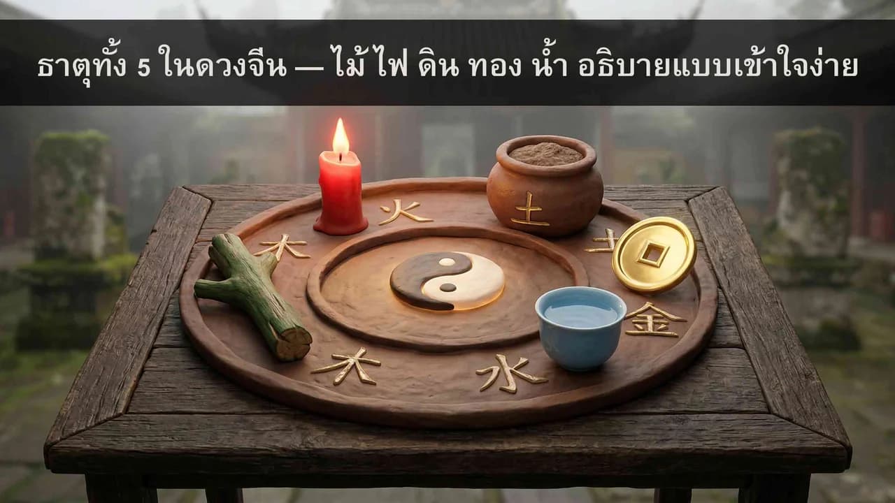 ธาตุทั้ง 5 ในดวงจีน — ไม้ ไฟ ดิน ทอง น้ำ อธิบายแบบเข้าใจง่าย